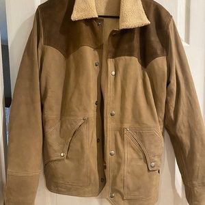 Men's Yellowstone Style Leather Jacket with Wool Lining